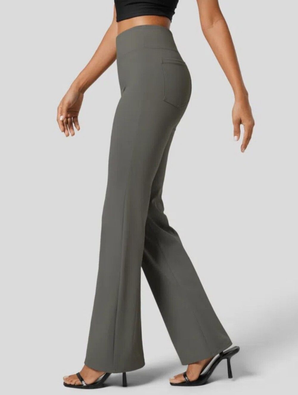 Halara Flex High Waisted Back Side Pocket Slight Flare Pants Medium Tall NEW
